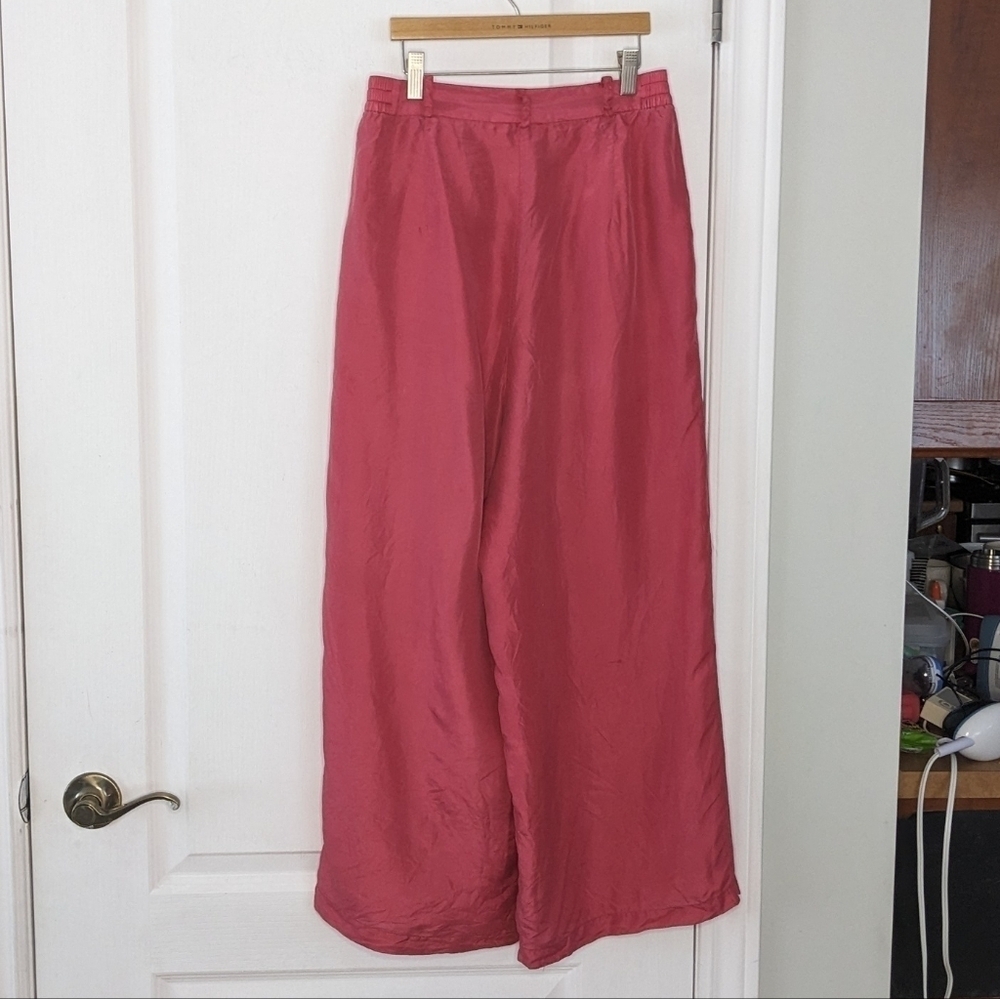 Vintage coral red pink wide leg hi rise crop pants size Small XS A3 - Picture 8 of 11